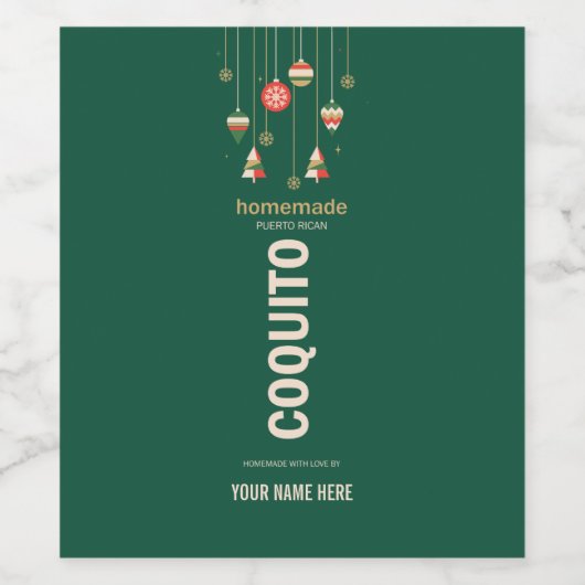 Christmas Coquito Festive Puerto RicanDrink  ワインラベル (シングルラベル)