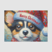 Christmas Corgi Dog Puppy Decoupage 薄葉紙 (正面)