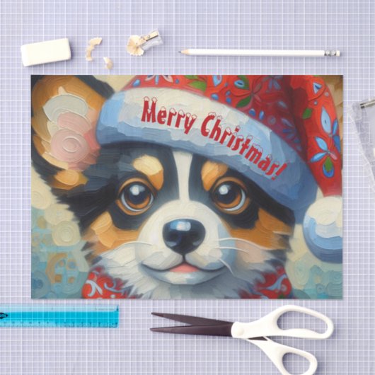 Christmas Corgi Dog Puppy Decoupage 薄葉紙 (クラフト)