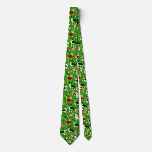 Christmas Corgi Dogs Neck Tie ネクタイ (正面)