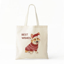 Christmas Corgi in Red Sweater Holiday Tote Bag