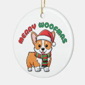 Christmas Corgi Ornament: Merry Woofmas セラミックオーナメント (左)