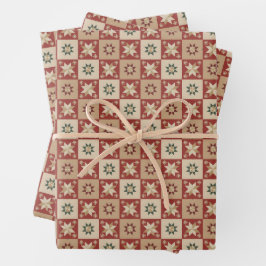 Christmas Country Star Quilt Blocks ラッピングペーパーシート