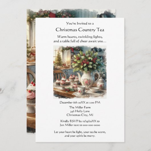 Christmas Country Tea Party  招待状 (正面/裏面)