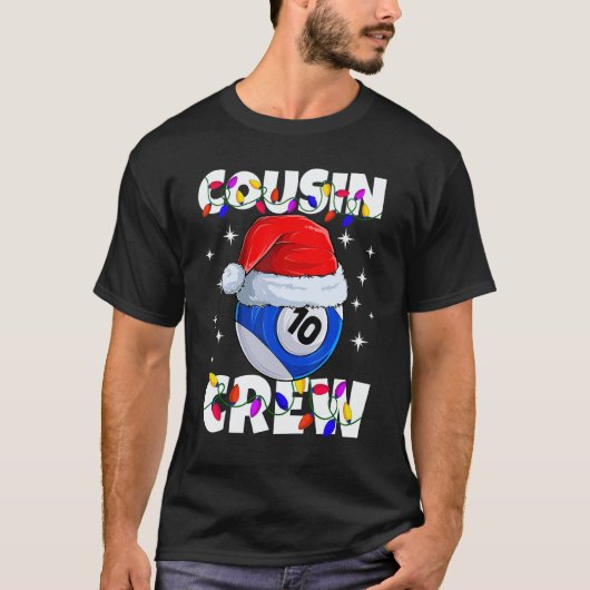 Christmas Cousin Crew 10 Ball Billiard Pajamas Fam Tシャツ (正面)
