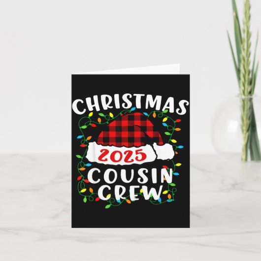 Christmas Cousin Crew 2025 Plaid Santa Hat Xmas Li カード (正面)