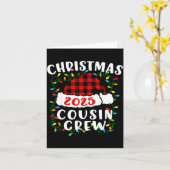 Christmas Cousin Crew 2025 Plaid Santa Hat Xmas Li カード (黄色い花)