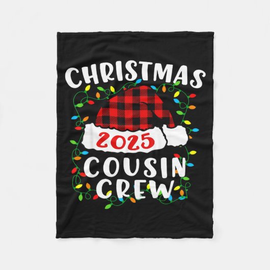 Christmas Cousin Crew 2025 Plaid Santa Hat Xmas Li フリースブランケット (正面)
