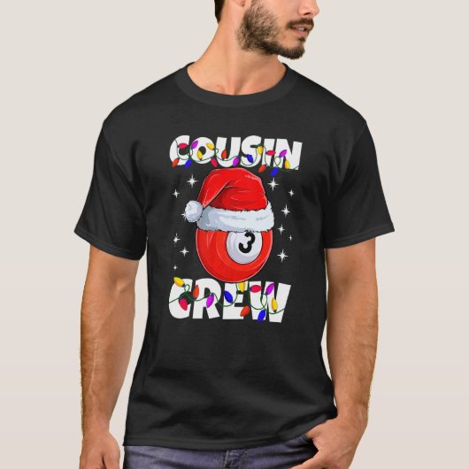 Christmas Cousin Crew 3 Ball Billiard Pajamas Fami Tシャツ (正面)
