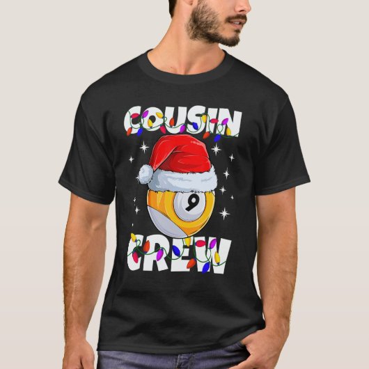 Christmas Cousin Crew 9 Ball Billiard Pajamas Fami Tシャツ (正面)