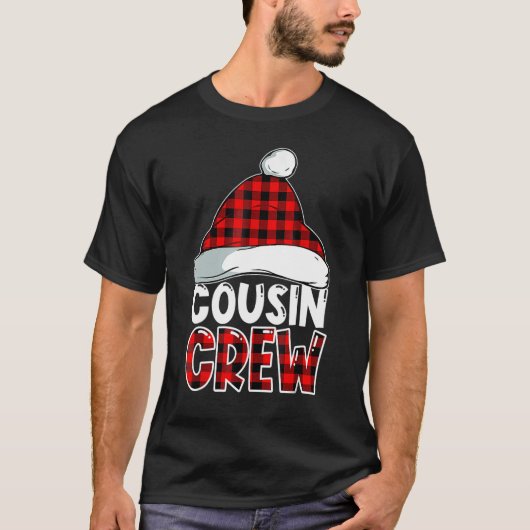 Christmas Cousin Crew Buffalo red Plaid Pajamas Fa Tシャツ (正面)