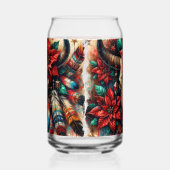 Christmas Cow Bull Skull Poinsettias Feathers ガラス缶 (右)