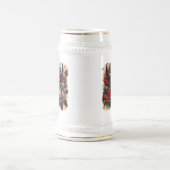 Christmas Cow Bull Skull Poinsettias Feathers ビールジョッキ (中央)