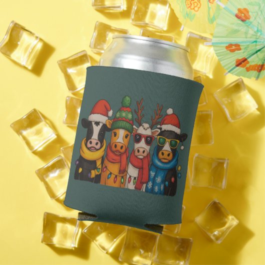 Christmas Cow Lover Farmhouse Farm Santa Highland  缶クーラー (インサイチュ 夏)