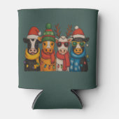 Christmas Cow Lover Farmhouse Farm Santa Highland  缶クーラー (正面)