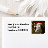 Christmas Cow Wearing a Santa Hat ラベル (インサイチュ)