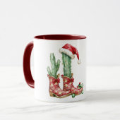 Christmas Cowboy Boots Cactus マグカップ (正面左)