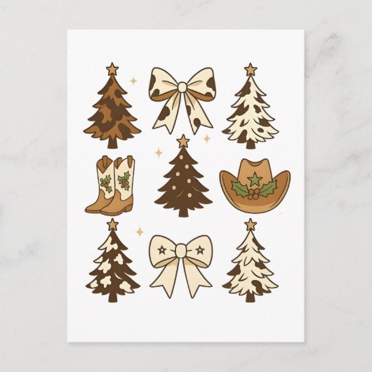 Christmas Cowboy Boots Western Santa Xmas シーズンポストカード (正面)