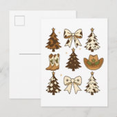 Christmas Cowboy Boots Western Santa Xmas 案内ポストカード (正面/裏面)