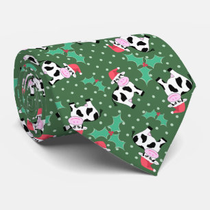 Christmas Cows with Holly ネクタイ