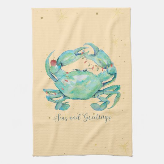 Christmas Crab Beach キッチンタオル (縦)