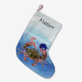 Christmas Crab Crustacean Monogram スモールクリスマスストッキング (正面 (吊り時))
