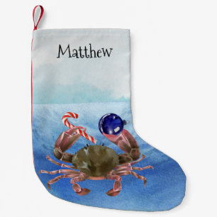Christmas Crab Crustacean Monogram スモールクリスマスストッキング