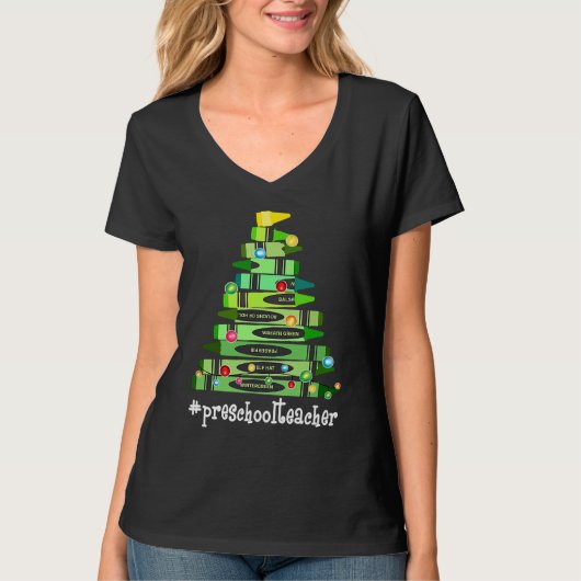 Christmas Crayon Preschool Teacher Tree Best  Chri Tシャツ (正面)