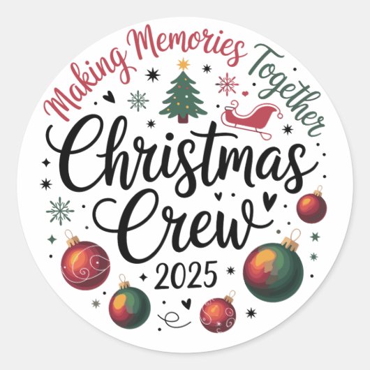 Christmas Crew 2025 Matching Family Groupクリスマス ラウンドシール (正面)