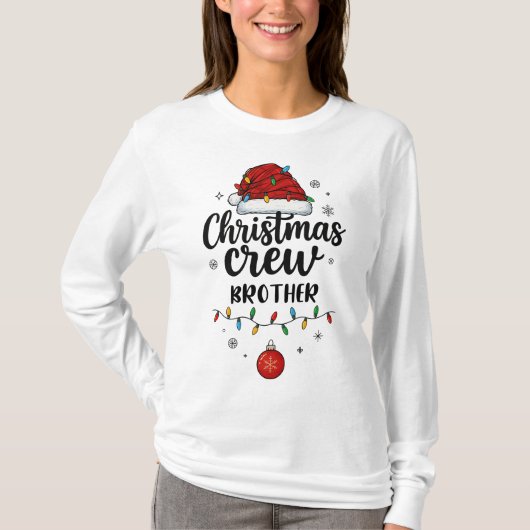 Christmas Crew Brother Santa Hat Matching Christma Tシャツ (正面)