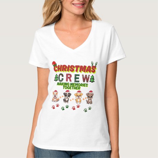 Christmas Crew Dog Shirt- Christmas dogs family  Tシャツ (正面)