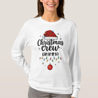 Christmas Crew Gramma Santa Hat Matching Christmas Tシャツ