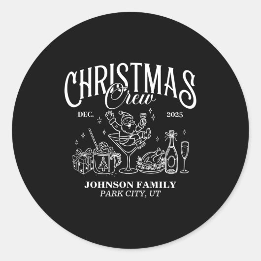 Christmas Crew Matching Family Group  ラウンドシール (正面)