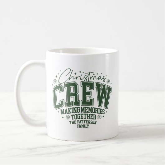 Christmas Crew Personalized Family Name コーヒーマグカップ (左)