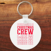 Christmas Crew Red Layered Text Family Santa Xmas キーホルダー (正面)