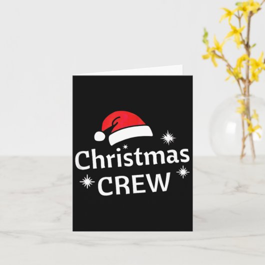 Christmas Crew Santa's Hat Merry Xmas  カード (黄色い花)