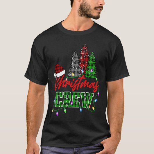 Christmas Crew Three Tree Buffalo Plaid Matching F Tシャツ (正面)
