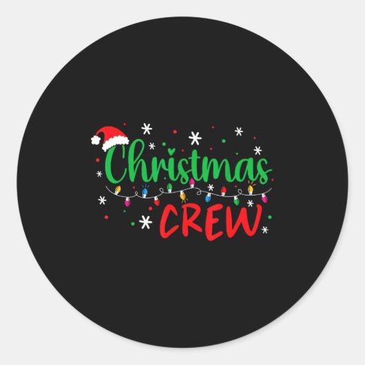 Christmas Crew Xmas Lights Family Matching Pajamas ラウンドシール (正面)