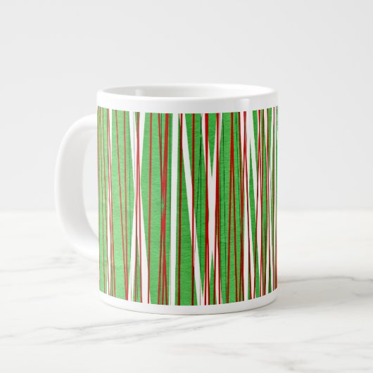 Christmas Crisscross, red and green ジャンボコーヒーマグカップ (正面左)