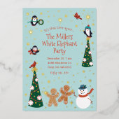 Christmas Critters Holiday Party 箔招待状 (正面)