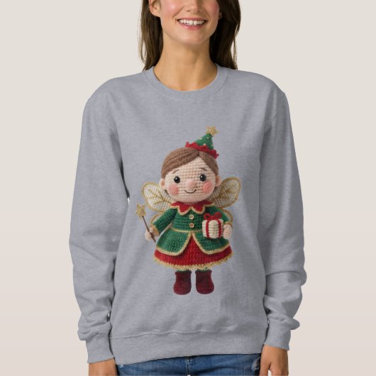 Christmas Crochet Fairy Women’s Sweatshirt – Cute  スウェットシャツ (正面)