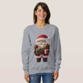 Christmas Crochet Santa Women’s Sweatshirt – Cute  スウェットシャツ (正面フル)