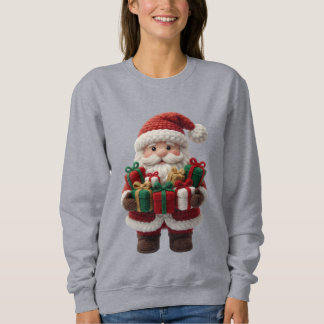 Christmas Crochet Santa Women’s Sweatshirt – Cute  スウェットシャツ