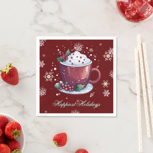 Christmas Cup of Hot Chocolate | Red スタンダードカクテルナプキン (インサイチュ)