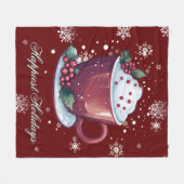 Christmas Cup of Hot Chocolate | Red フリースブランケット (正面(横))