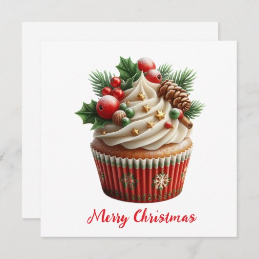 Christmas Cupcake シーズンカード (正面/裏面)