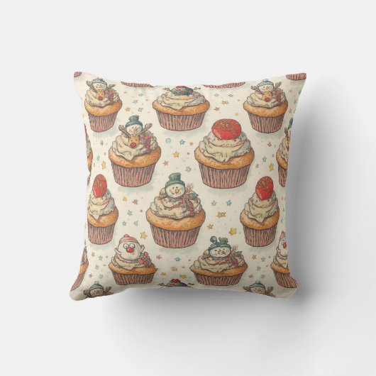 Christmas Cupcake Party Pattern | Cute Desserts クッション (裏面)