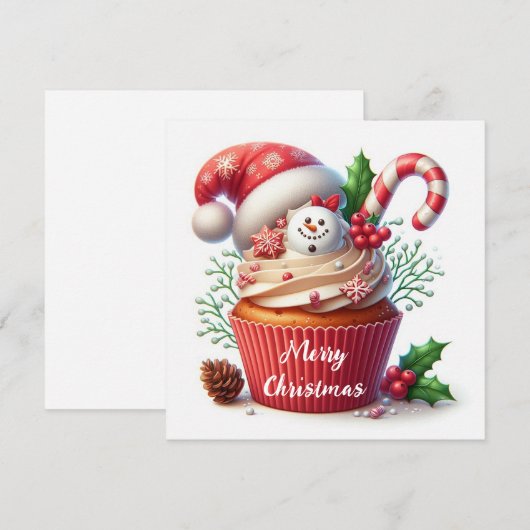 Christmas Cupcake Simple Festive シーズンカード (正面/裏面)