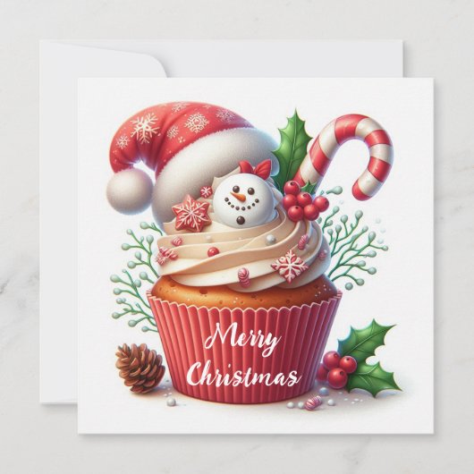 Christmas Cupcake Simple Festive シーズンカード (正面)