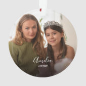  Christmas Custom 2-photo White Script オーナメント (裏面)